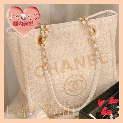 このサイズ使える☆CHANEL ドーヴィルトート縦横32cm エクリュ
